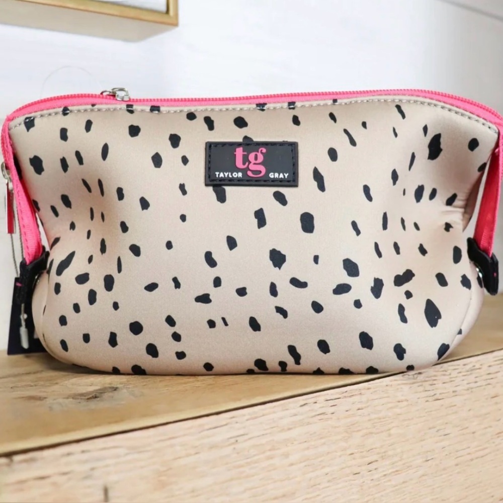 Taylor Gray Neoprene Michelle Women's Leopard Cream and Black Dotted Bag NWT